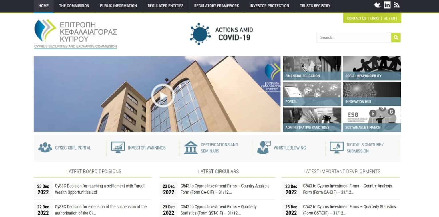 CySEC Review Webpage