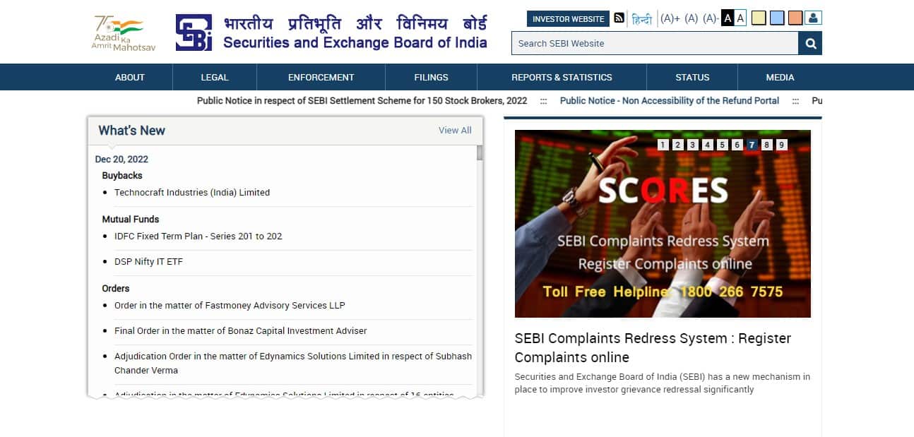 India SEBI Website