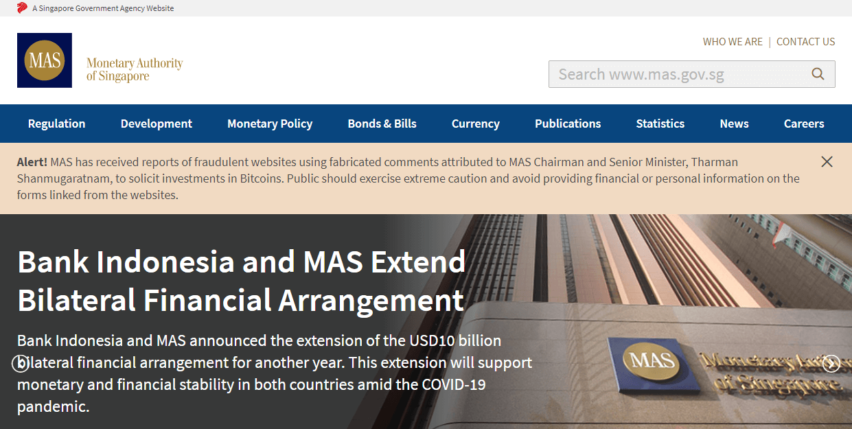 Singapore MAS website